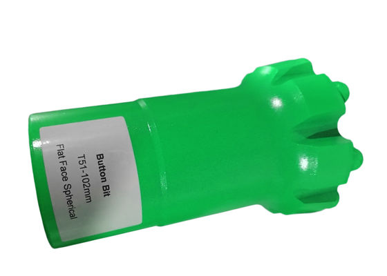 채광용 하드락 드릴 헤드 T51-102mm 평면 구형 나사산 암반 드릴 버튼 비트